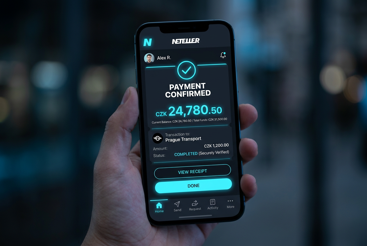 Rozhraní Neteller a správa transakcí v CZK v mobilní aplikaci
